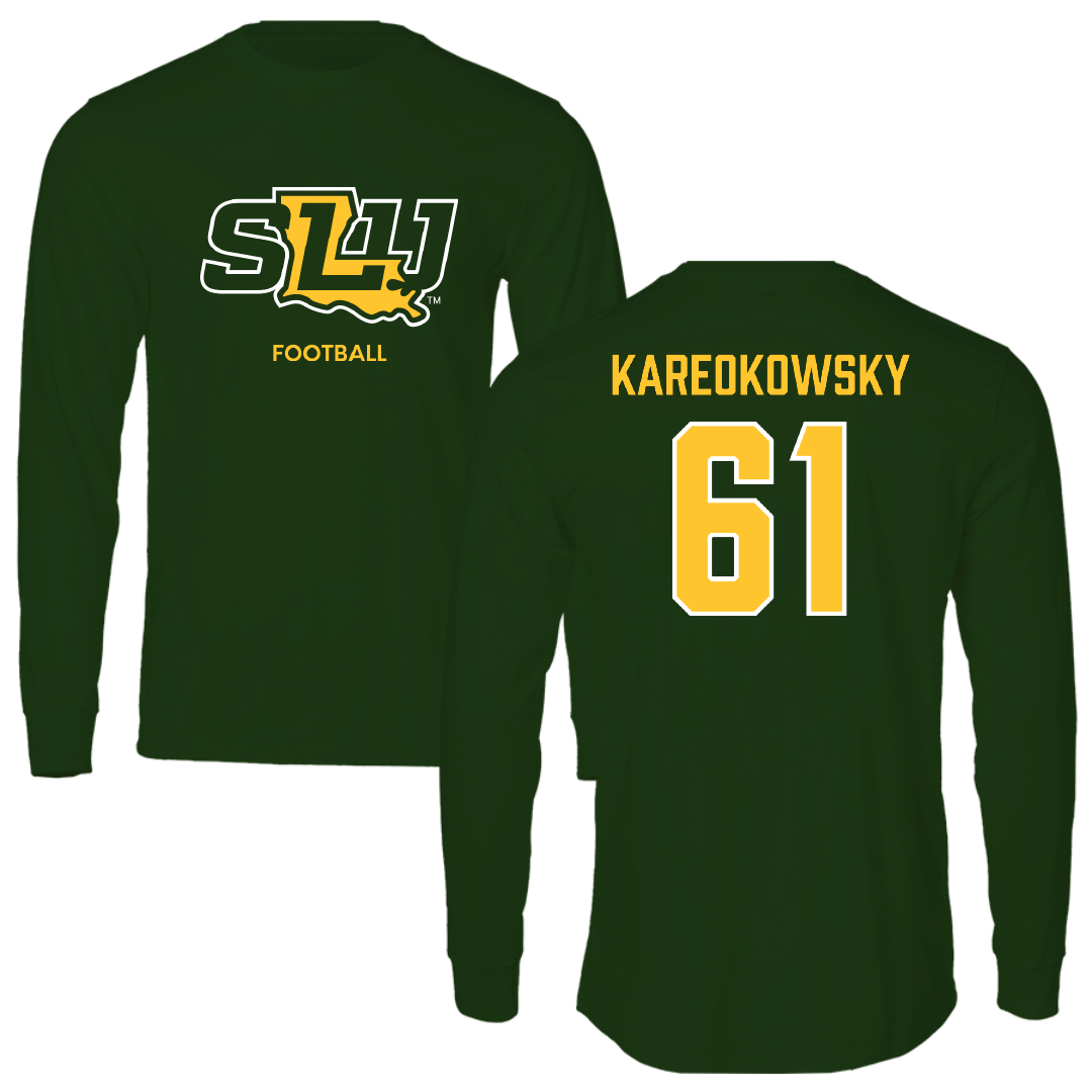 Southeastern Louisiana University Football Forest Green Performance Long Sleeve - #61 Holden Kareokowsky