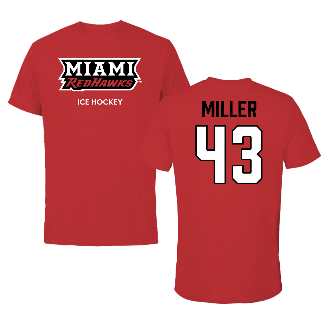 Miami University (Ohio) Ice Hockey (M) Red Performance Tee - #43 Brett Miller