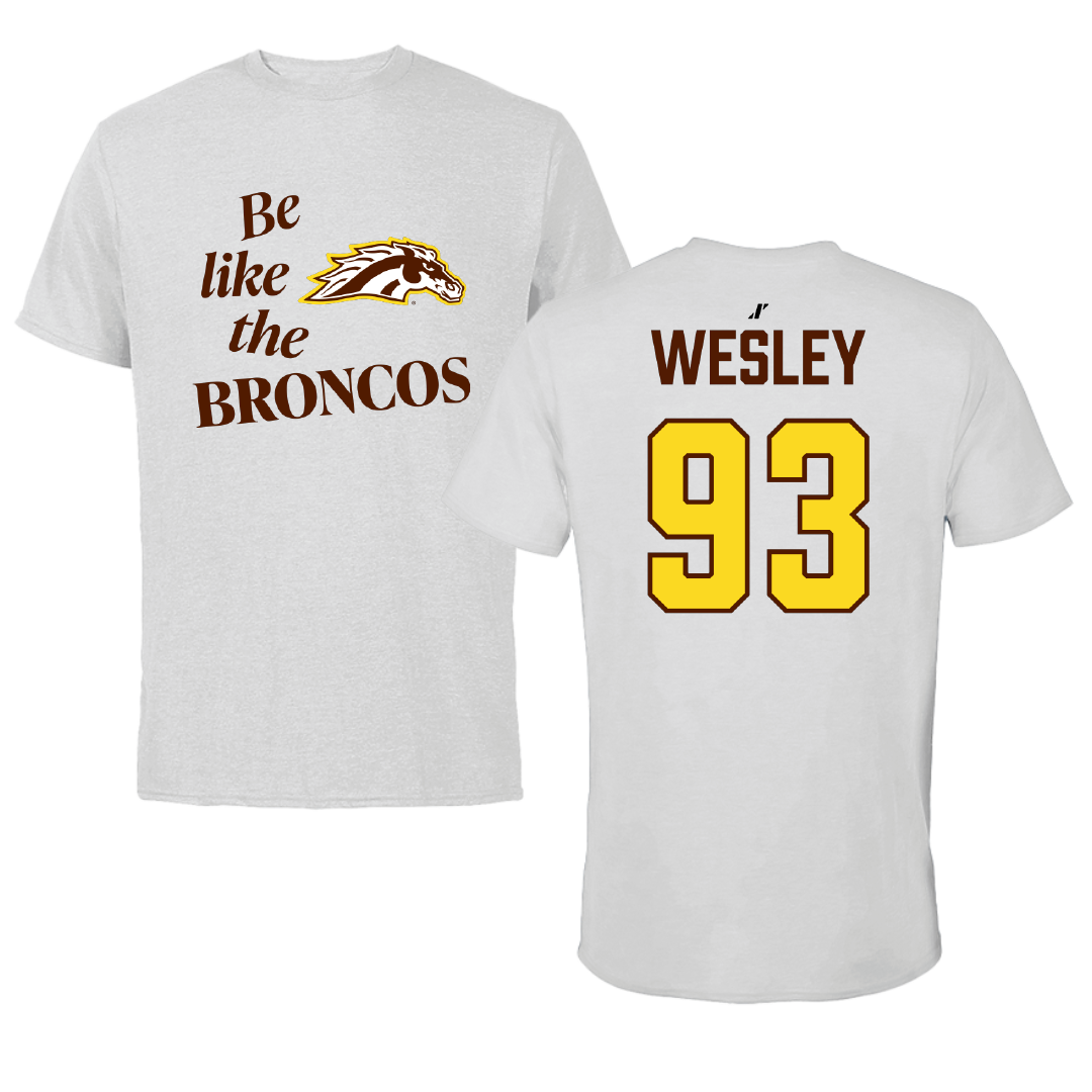 Western Michigan University Football Light Gray Be Like Us Performance Tee - #93 Dorian Wesley