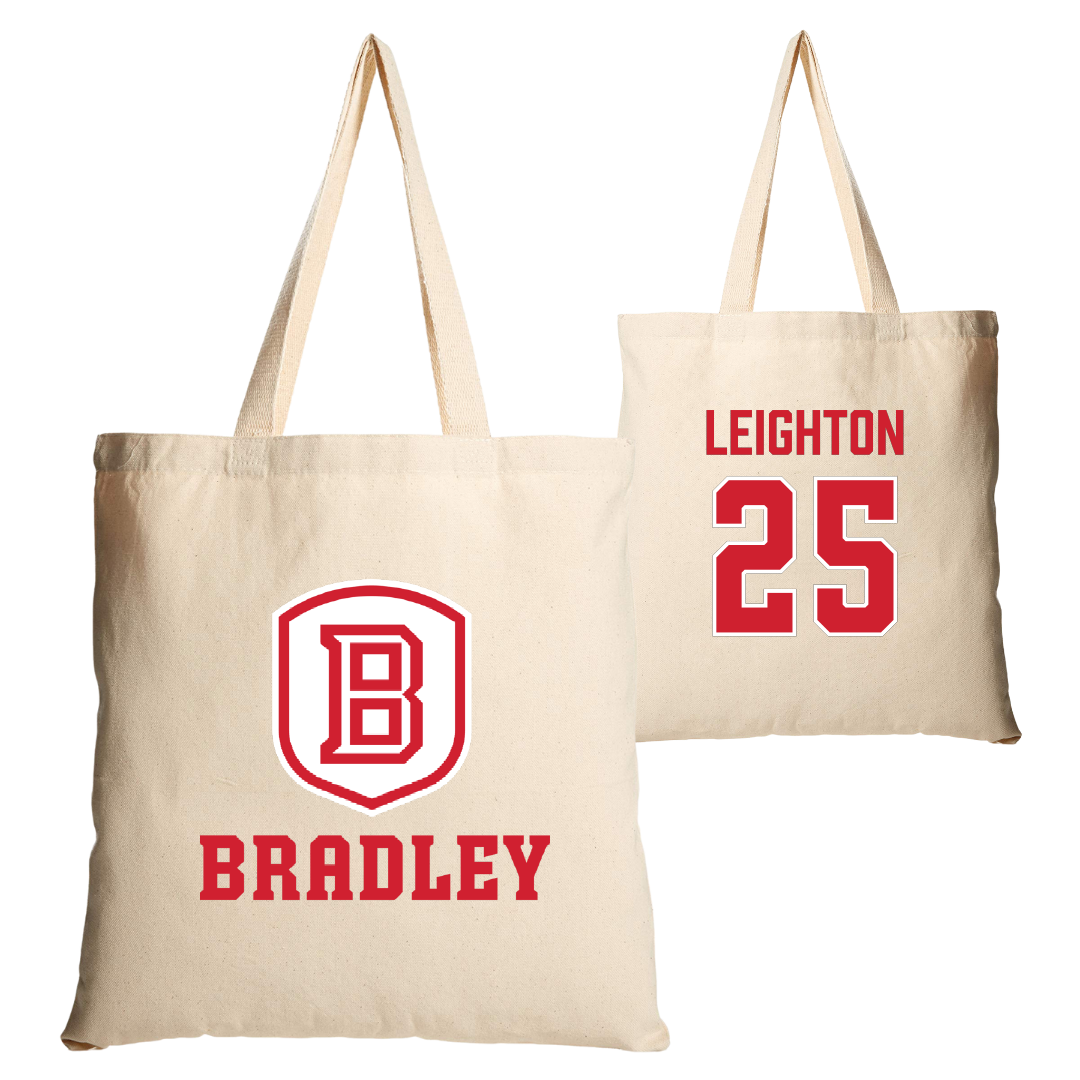 Bradley University Baseball Tan Canvas Tote Bag - #25 Cal Leighton