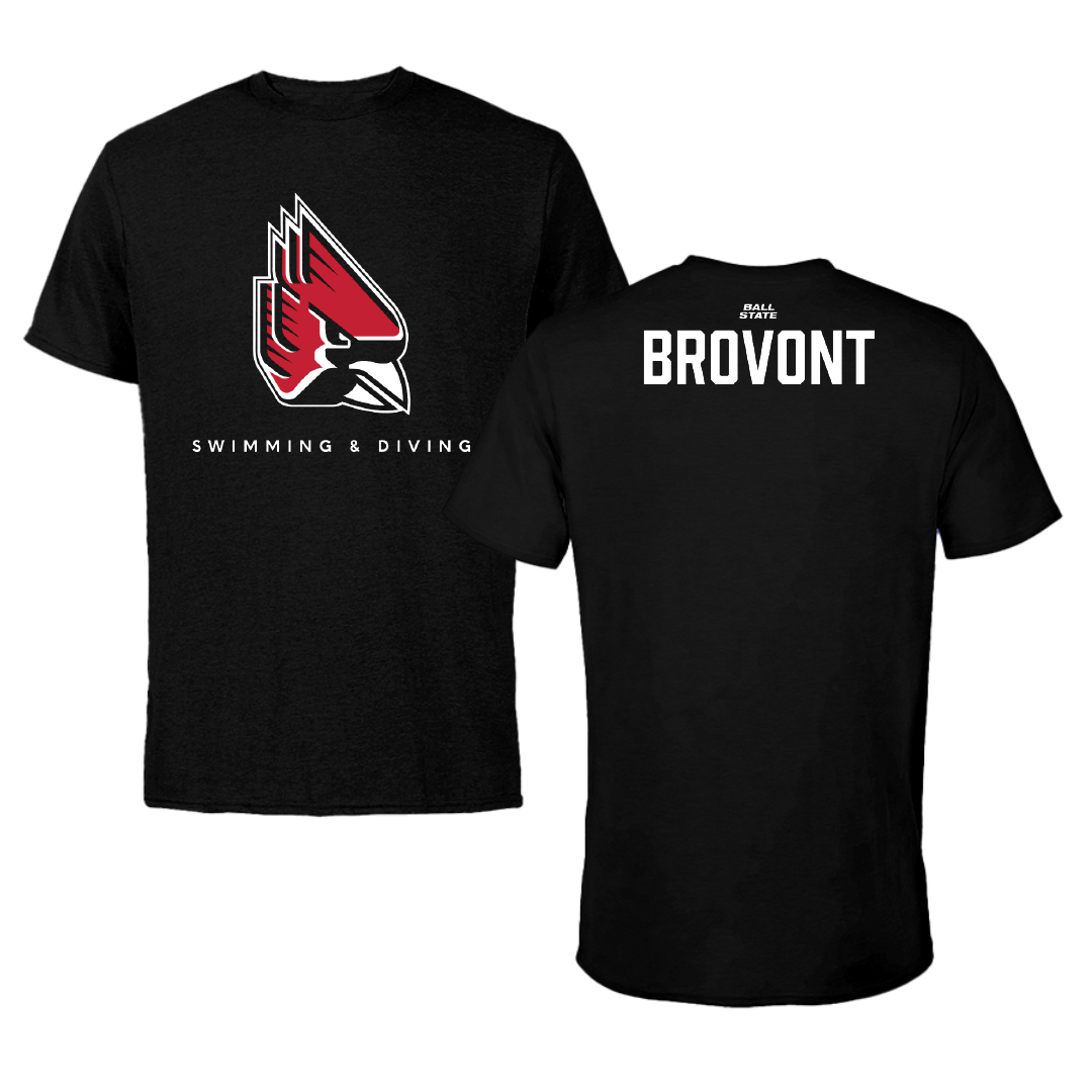 Ball State University Swimming & Diving Black Tee - Porter Brovont