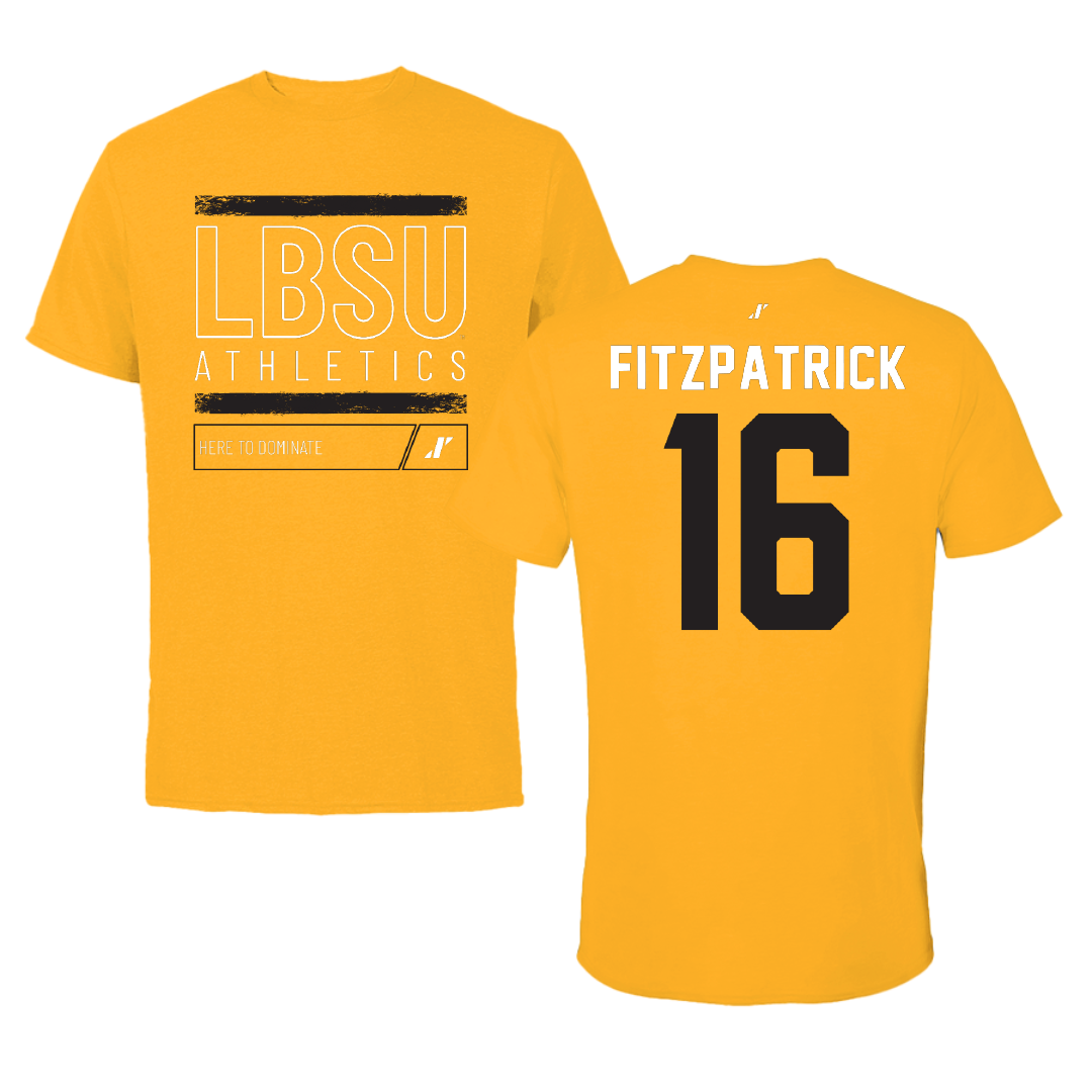 Long Beach State University Softball Gold Dominate Performance Tee - #16 Callie Fitzpatrick