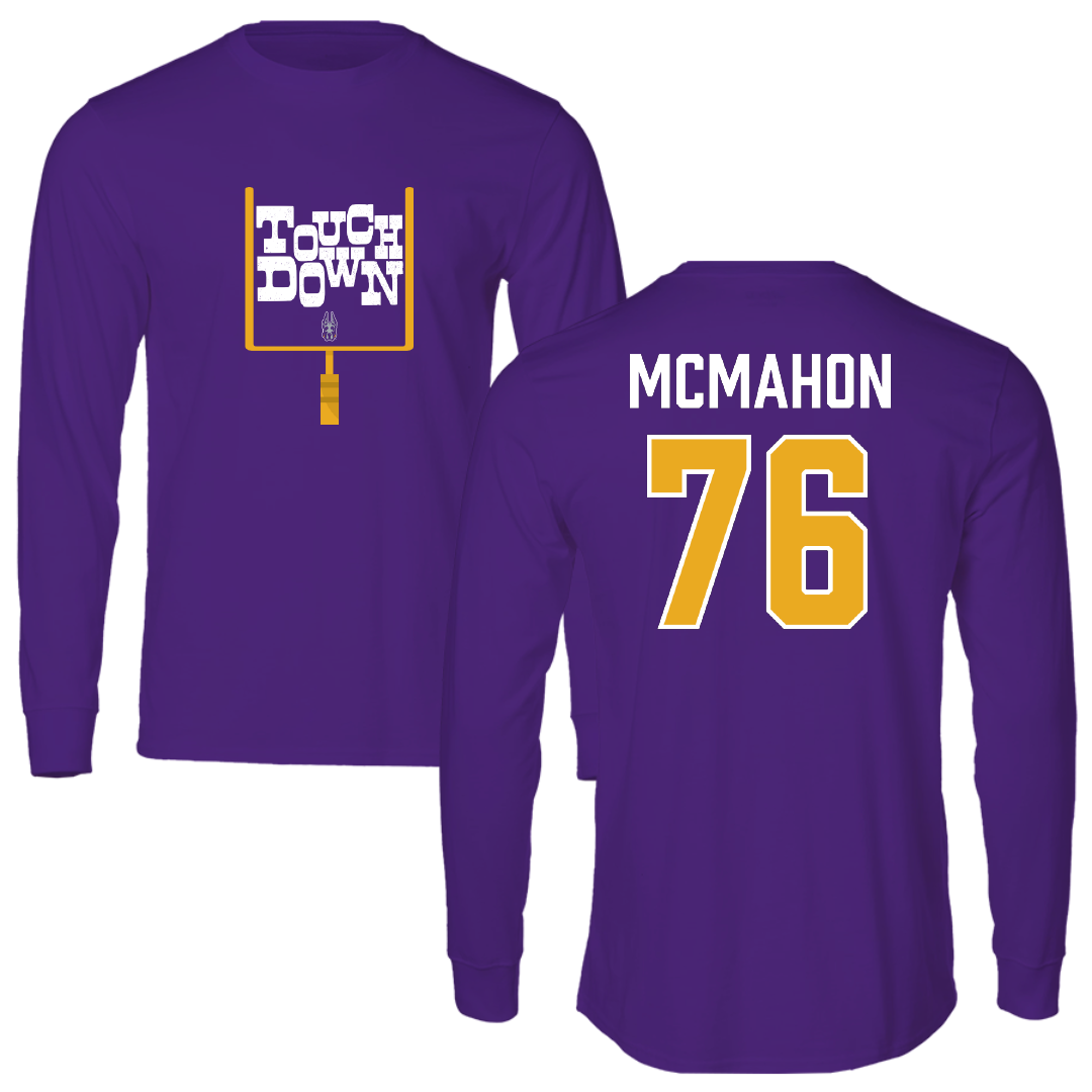 University at Albany Football Purple Touchdown Long Sleeve - #76 Joey McMahon