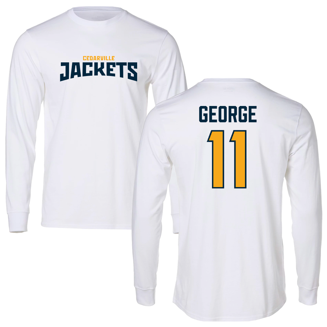 Cedarville University Baseball White Classic Long Sleeve - #11 Micah George