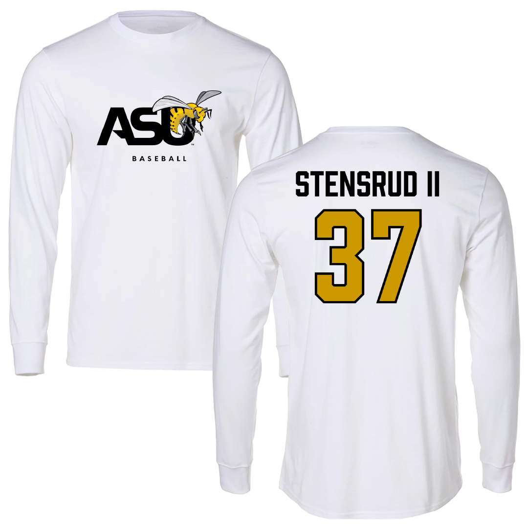 Alabama State University Baseball White Performance Long Sleeve - #37 Kirk Stensrud II