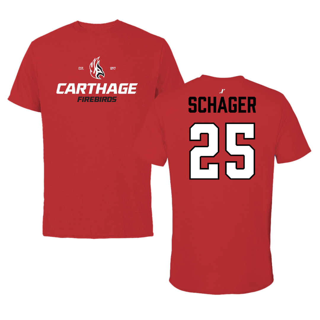 Carthage College Basketball (M) Red General Tee - #25 Jack Schager