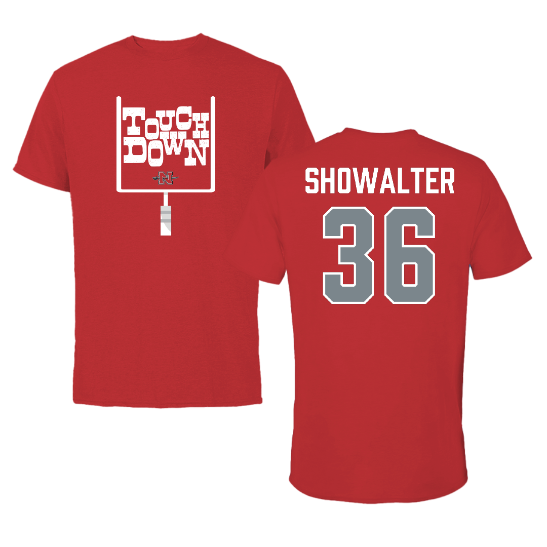 Nicholls State University Football Red Touchdown Tee - #36 Gabriel Showalter