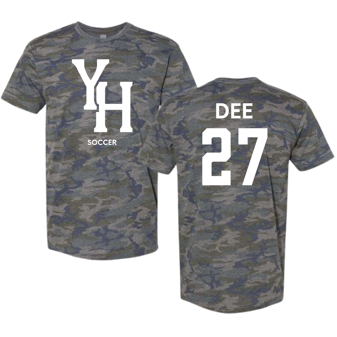 Young Harris College Soccer (M) Vintage Camo Tee - #27 James Dee