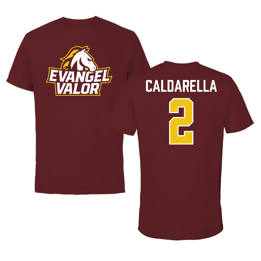 Evangel University Football Maroon Performance Tee - #2 Salvatore Caldarella