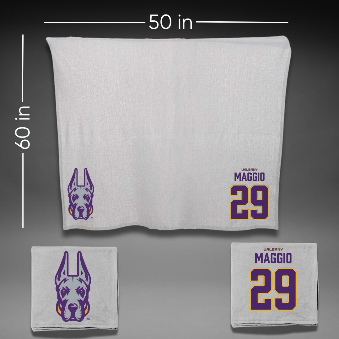 University at Albany Baseball Gray Blanket - #29 Michael Maggio