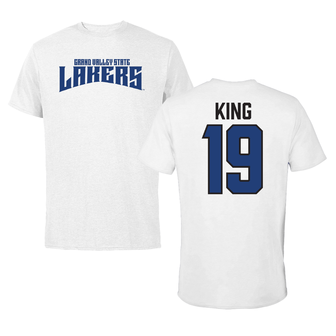 Grand Valley State University Baseball White Classic Tee - #19 Colton King