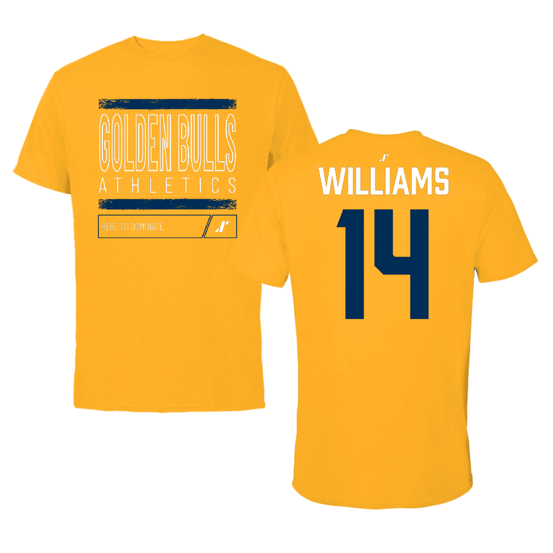 Johnson C. Smith University Softball Gold Dominate Tee - #14 Kaudia Williams
