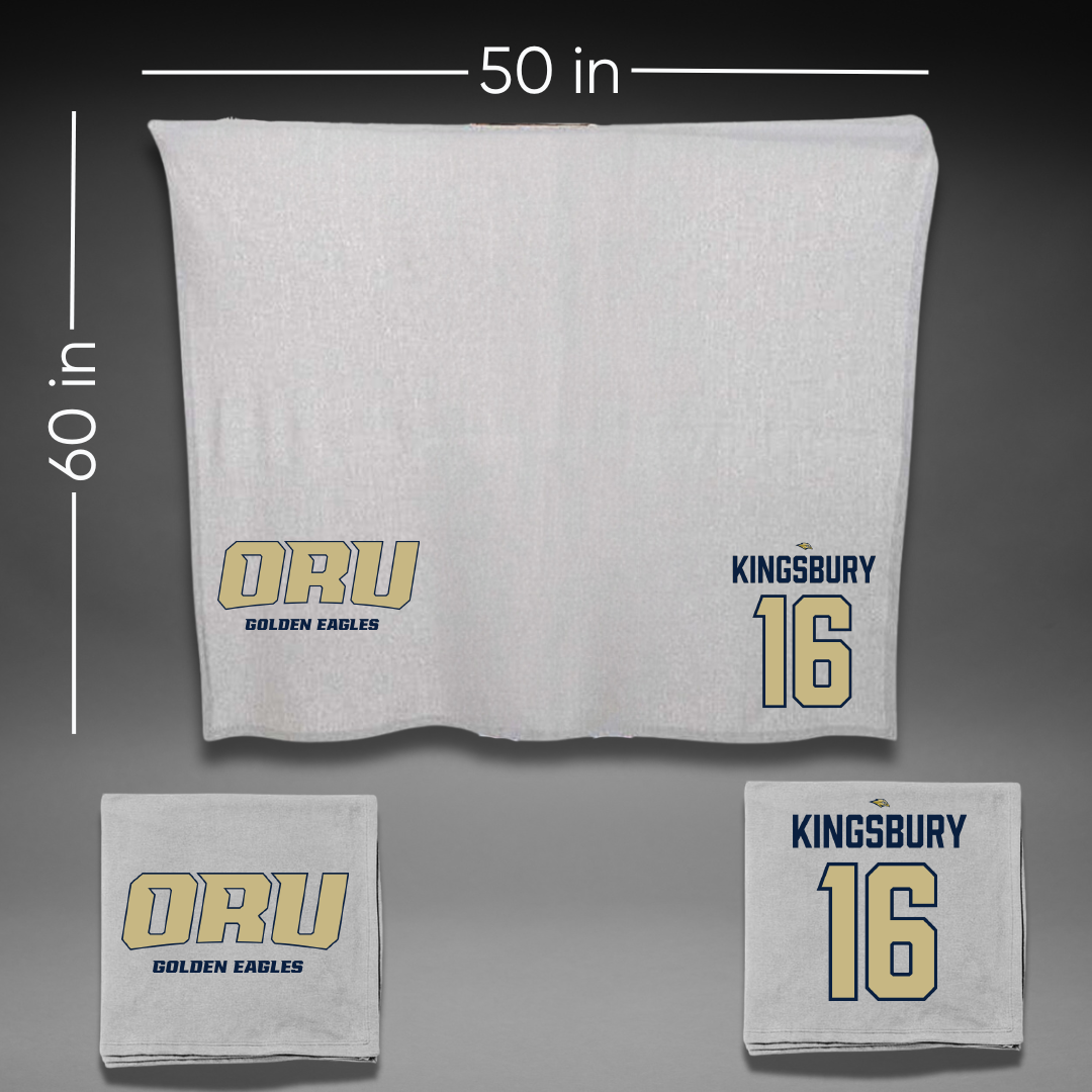 Oral Roberts University Soccer Gray Blanket - #16 Carty Kingsbury