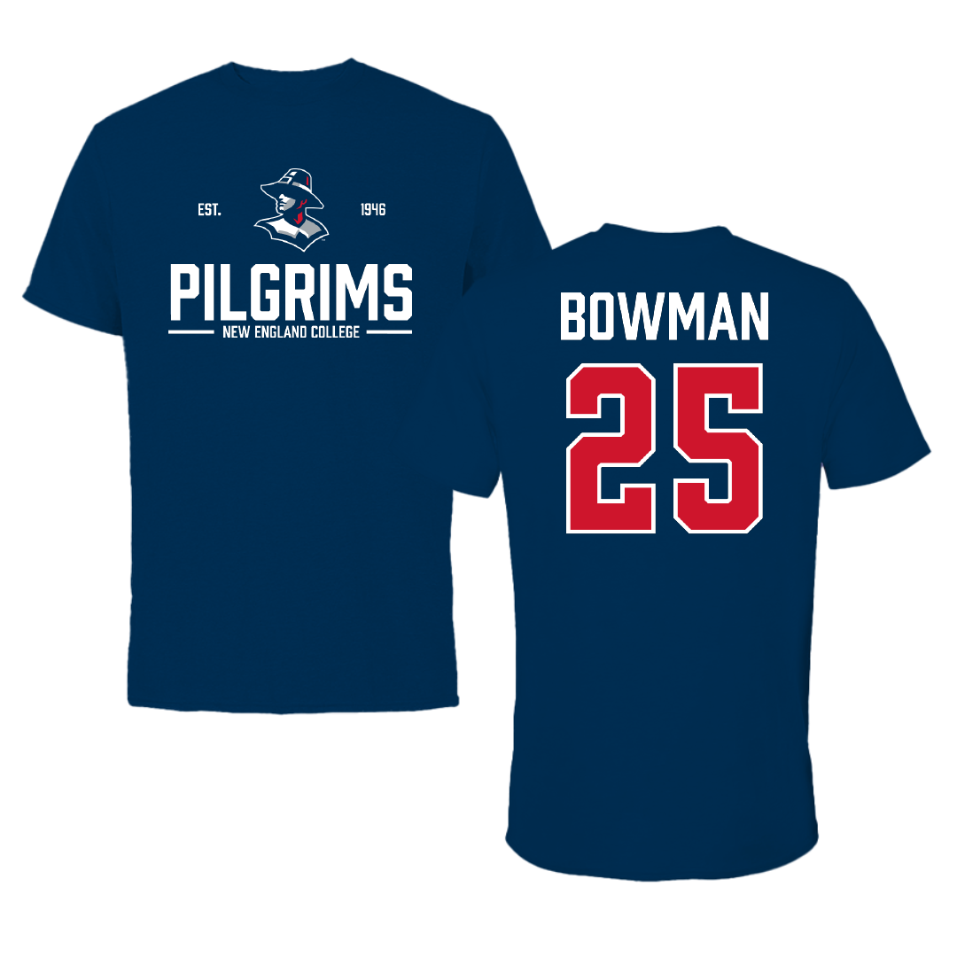 New England College Soccer Navy General Performance Tee - #25 Madison Bowman