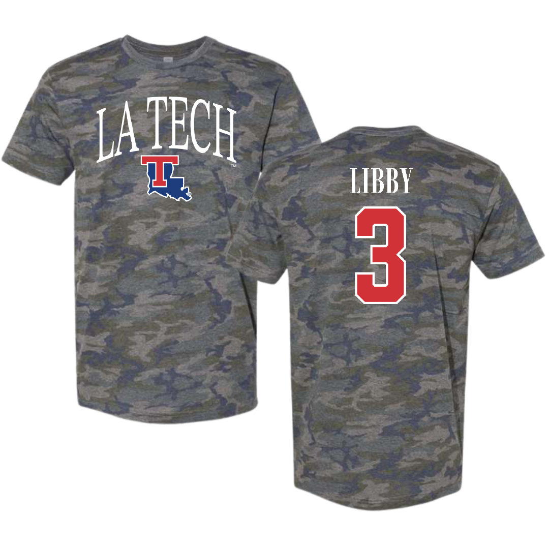 Louisiana Tech University Baseball Vintage Camo Tee - #3 McCann Libby