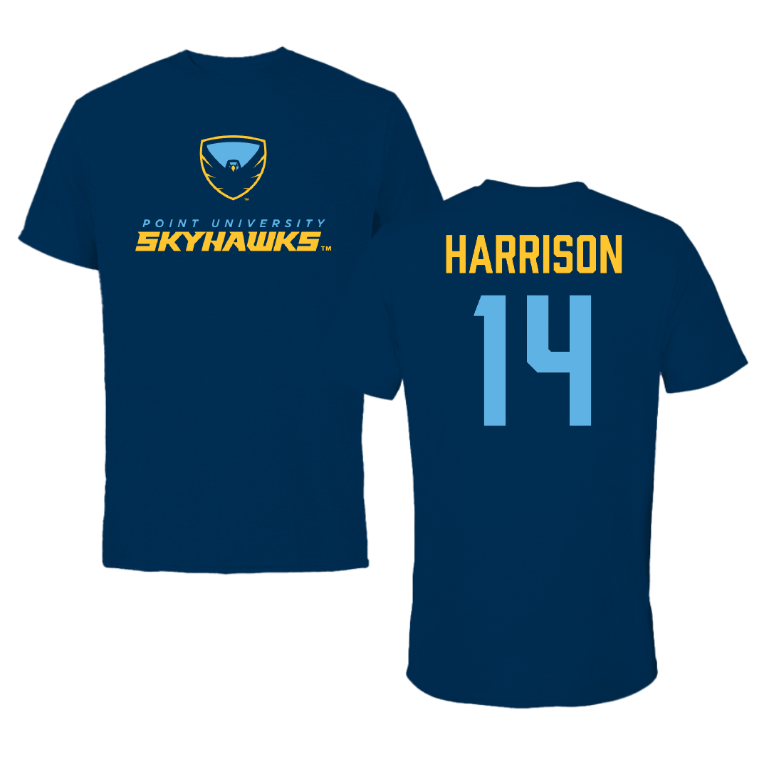 Point University Baseball Navy Performance Tee - #14 Easton Harrison