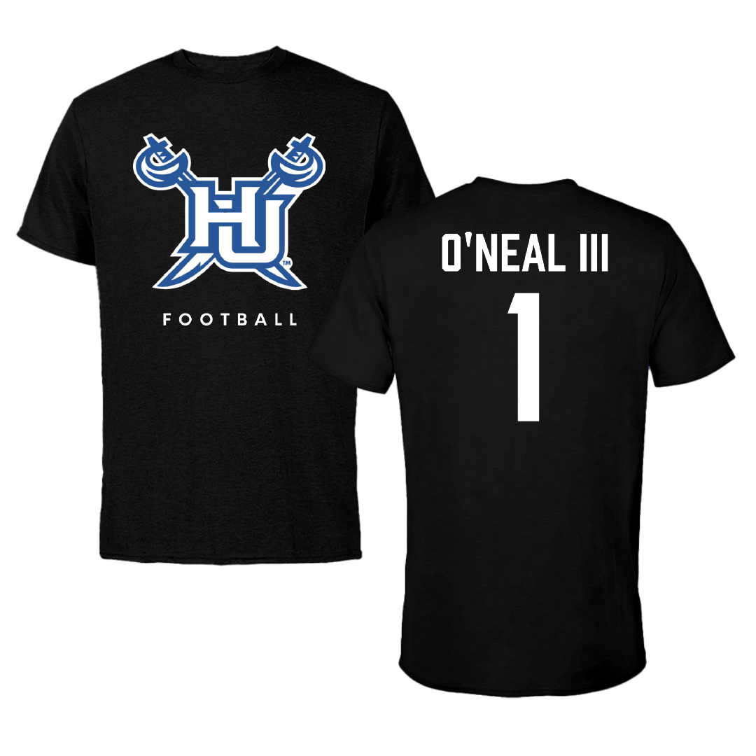Hampton University Football Black Tee - #1 Harold O'Neal III