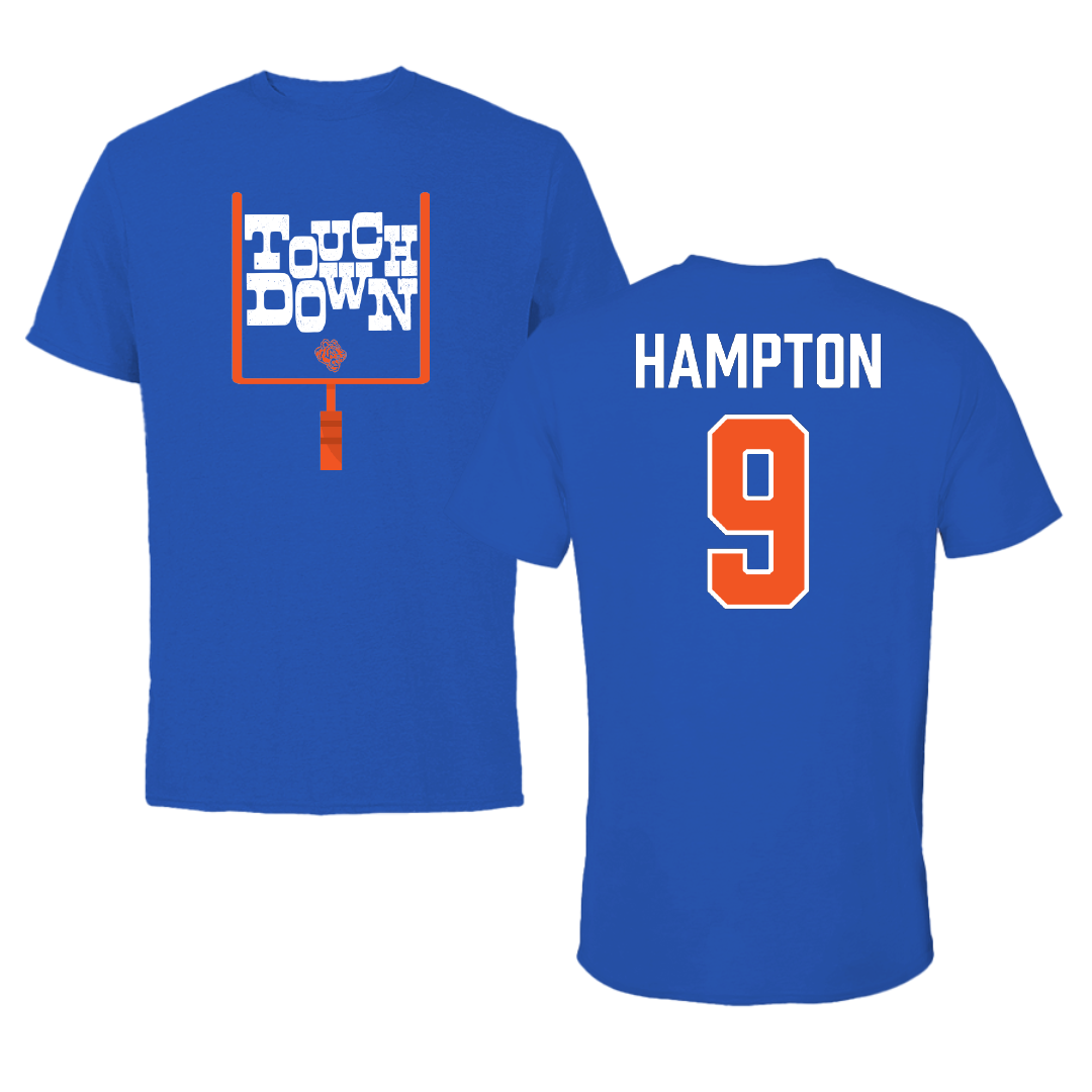 Savannah State University Football Blue Touchdown Tee - #9 Joseph Hampton