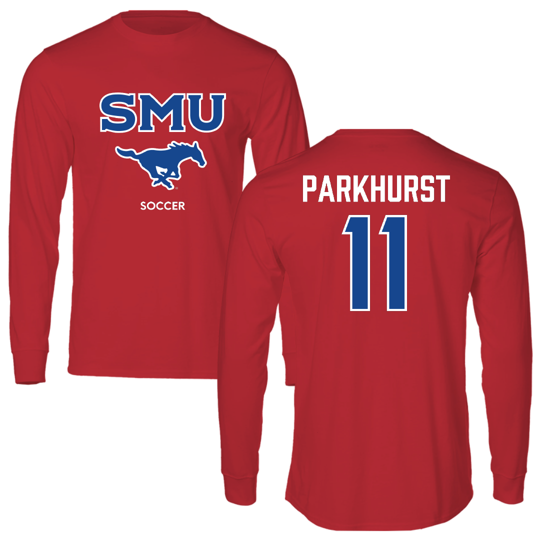 Southern Methodist University Soccer (W) Red Performance Long Sleeve - #11 Zoë Parkhurst