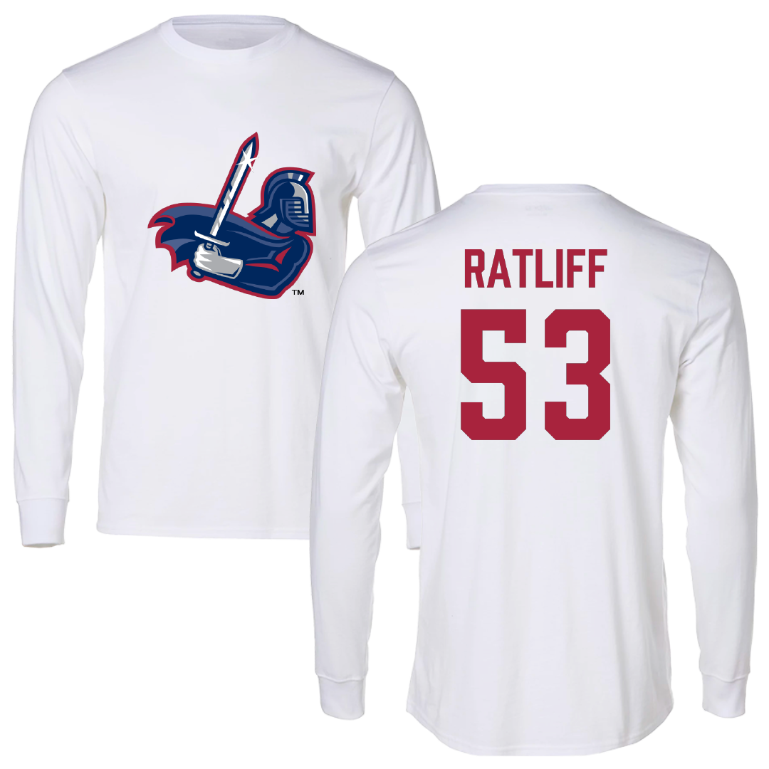 Sterling College Football White Performance Long Sleeve - #53 Jaydan Ratliff