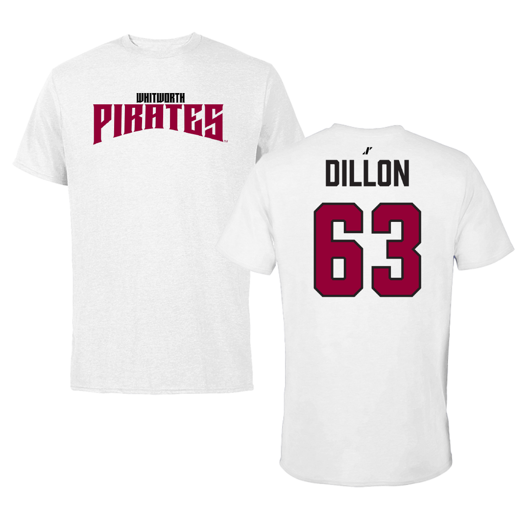Whitworth University Football White Classic Performance Tee - #63 Kyle Dillon