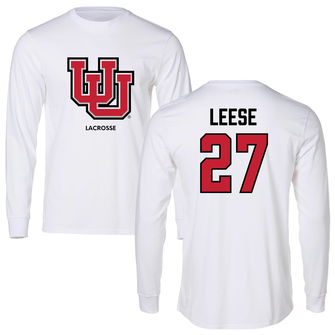 University of Utah Lacrosse (M) White Block Performance Long Sleeve - #27 Will Leese