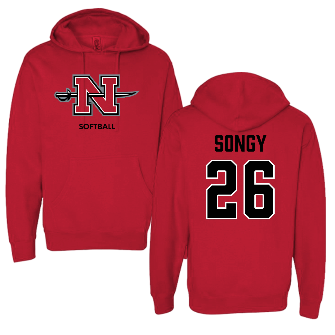 Nicholls State University Softball Red Hoodie - #26 Brynne Songy
