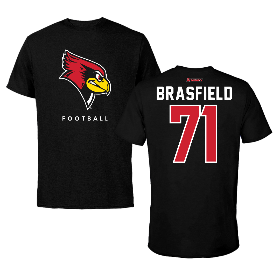 Illinois State University Football Black Performance Tee - #71 Logan Brasfield