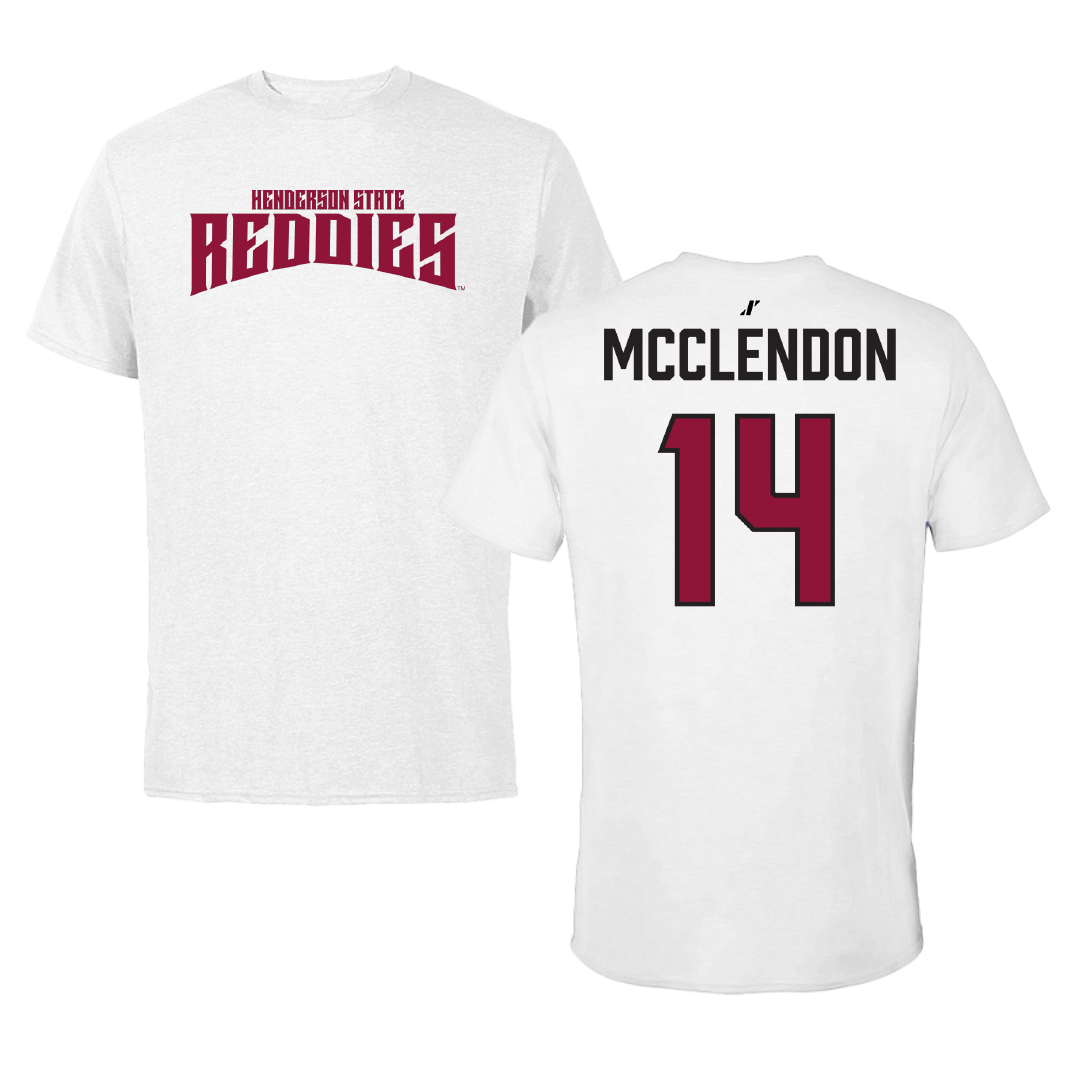 Henderson State University Baseball White Classic Performance Tee - #14 Cole McClendon