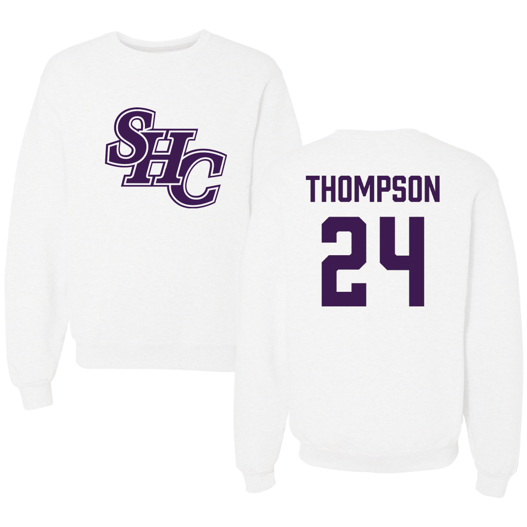 Spring Hill College Basketball White Crewneck - #24 Alex Thompson