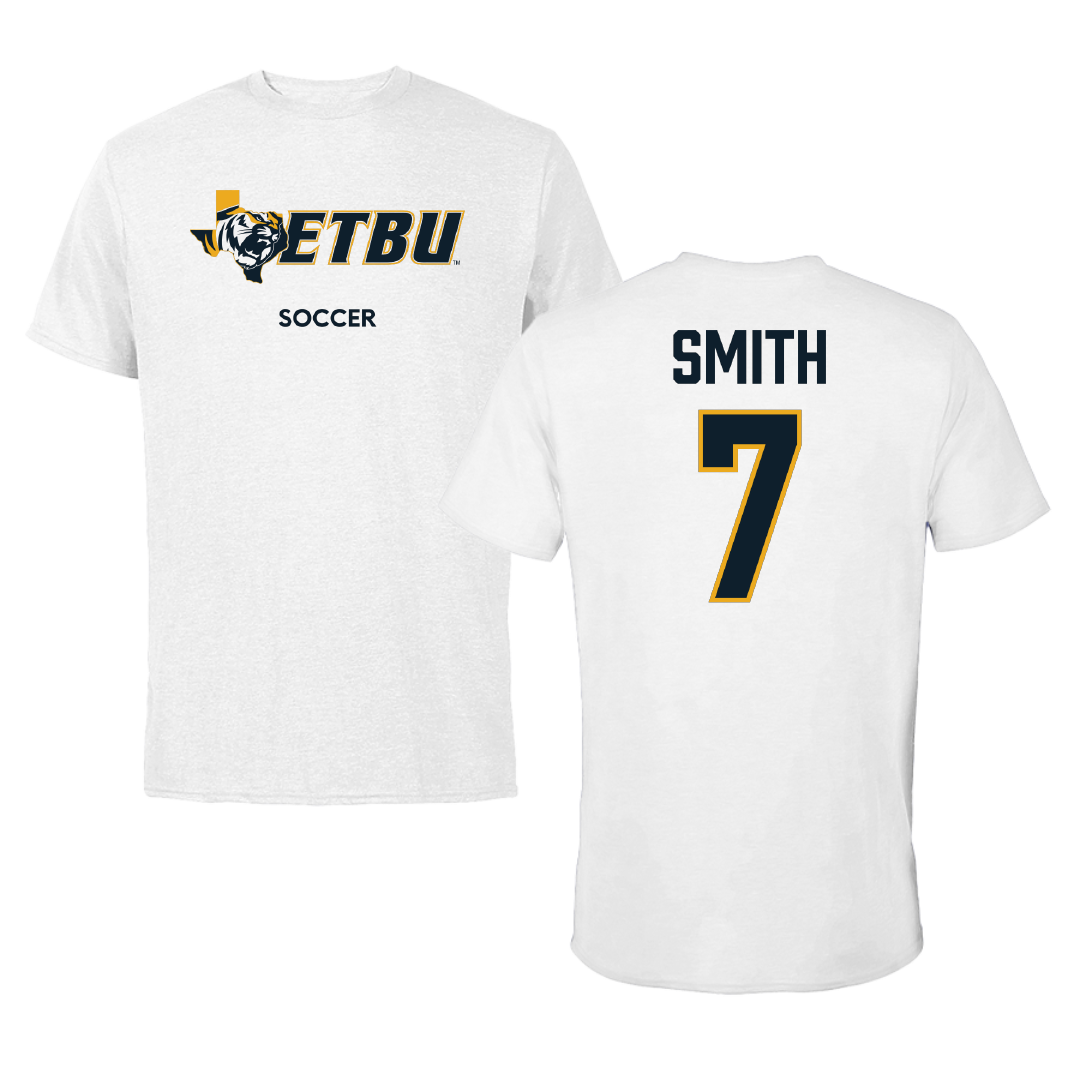 East Texas Baptist University Soccer (W) White Tee - #7 Caroline Smith