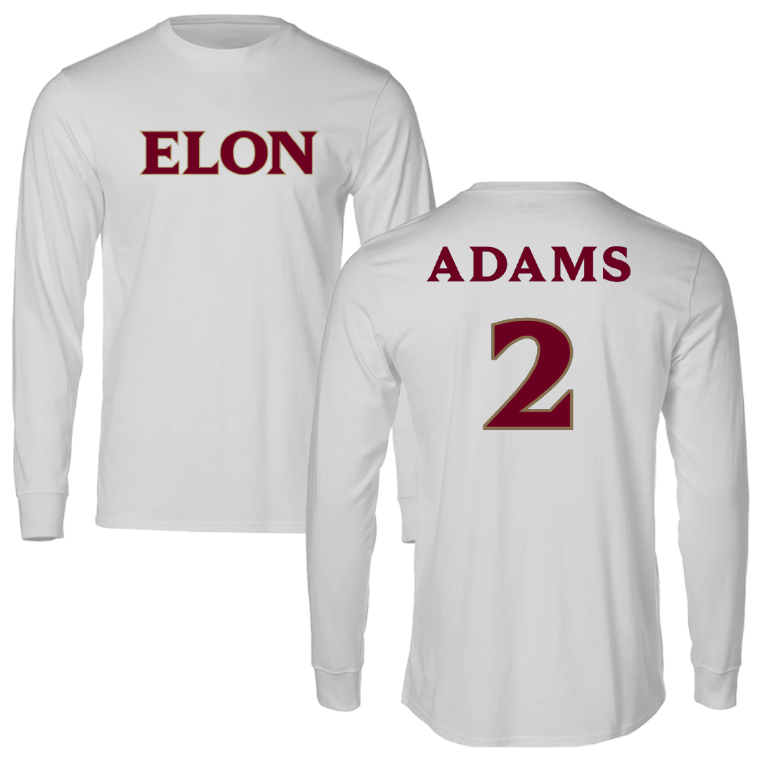 Elon University Basketball Light Gray Performance Long Sleeve - #2 Iycez Adams