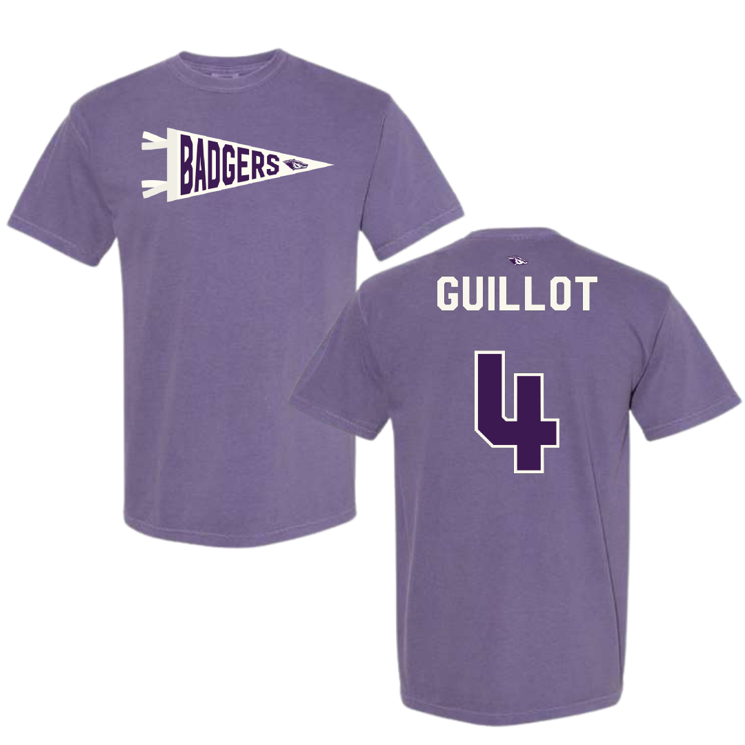 Spring Hill College Baseball Purple Pennant Comfort Colors Tee - #4 Walter Guillot