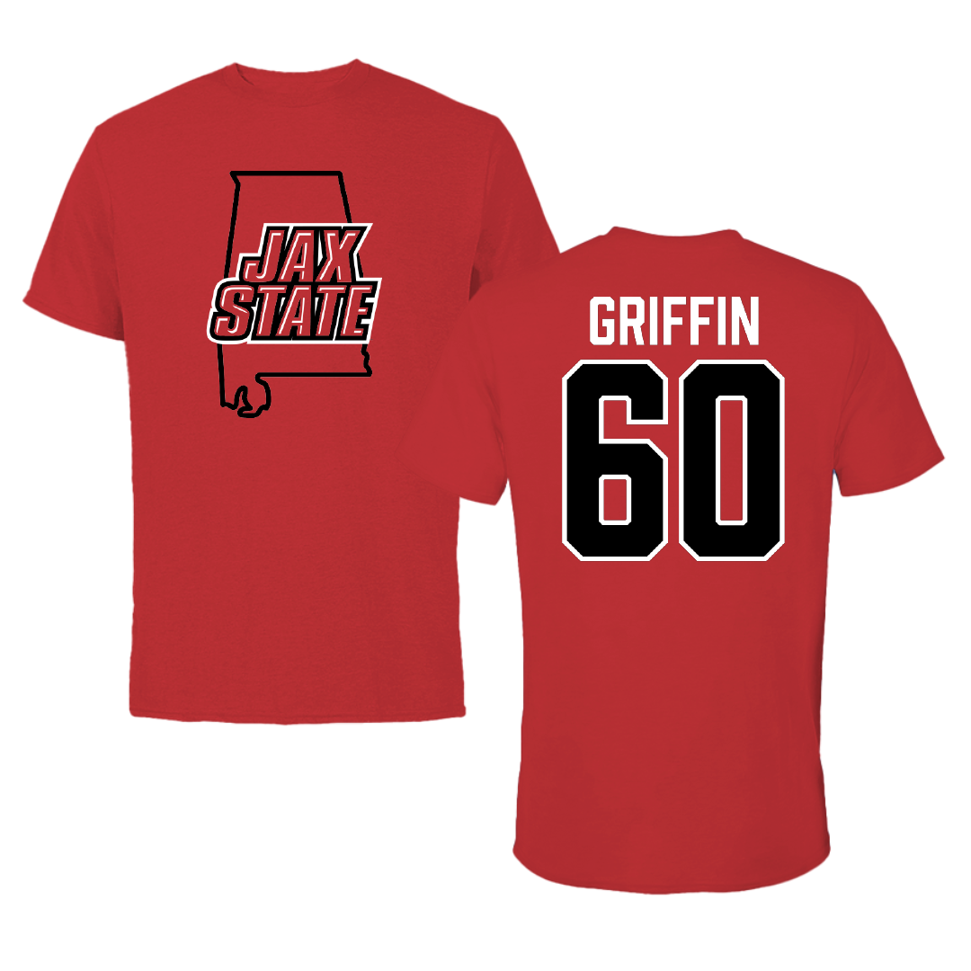 Jacksonville State University Football Red State Tee - #60 Cameron Griffin