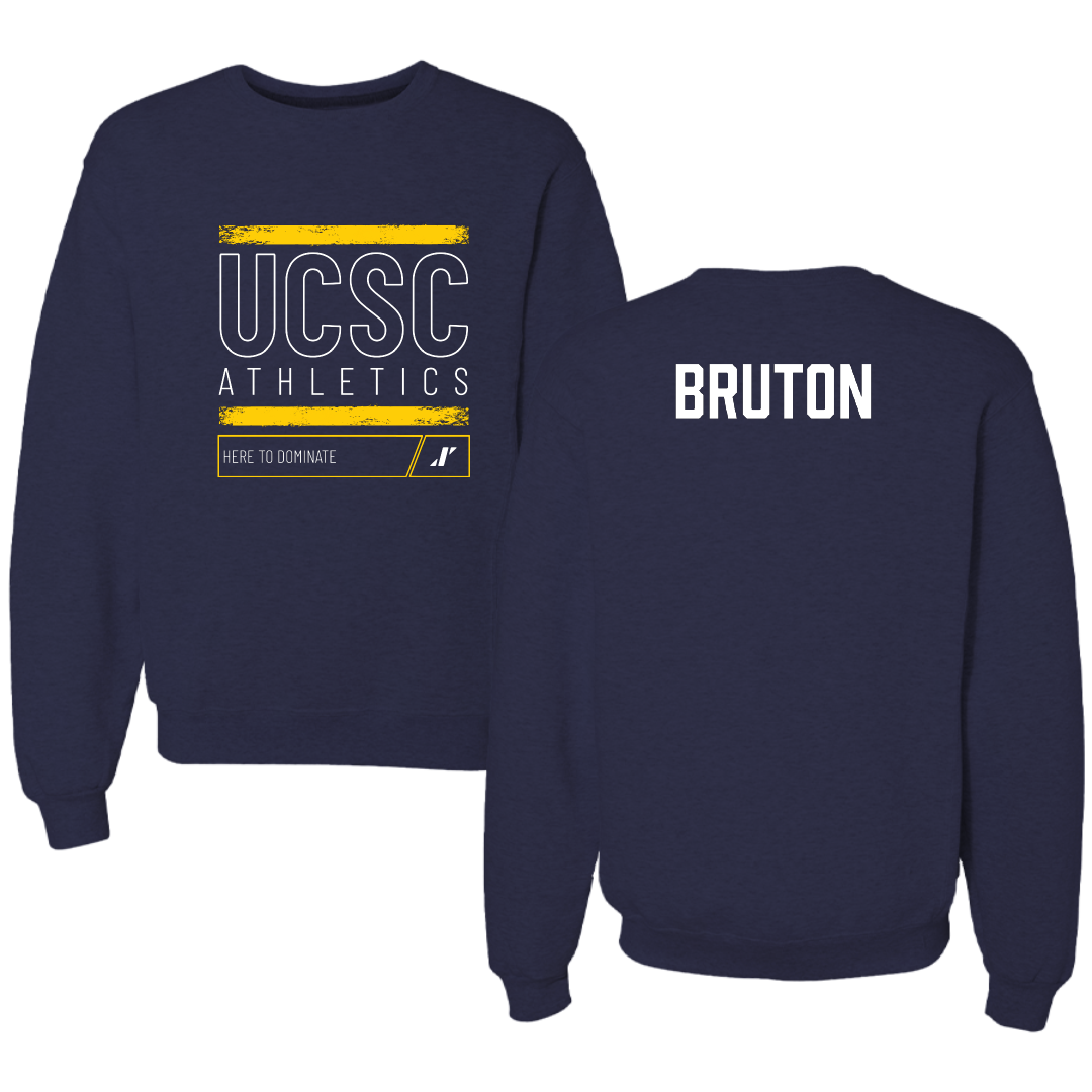 University of California-Santa Cruz Swimming & Diving Navy Dominate Crewneck - Connor Bruton