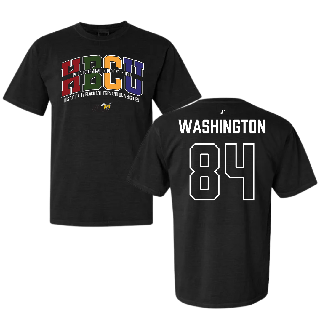 Alabama State University Football Black HBCU Comfort Colors Tee - #84 Joshua Washington