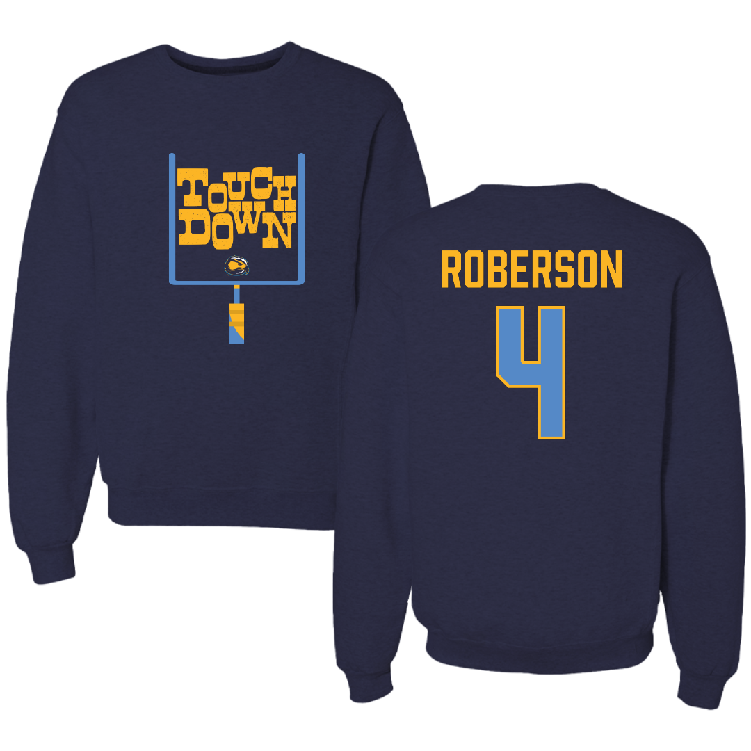 Fort Lewis College Football Navy Touchdown Crewneck - #4 Asa Roberson