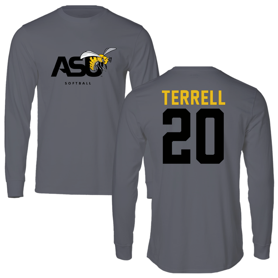 Alabama State University Softball Dark Gray Long Sleeve - #20 Jaibriel Terrell