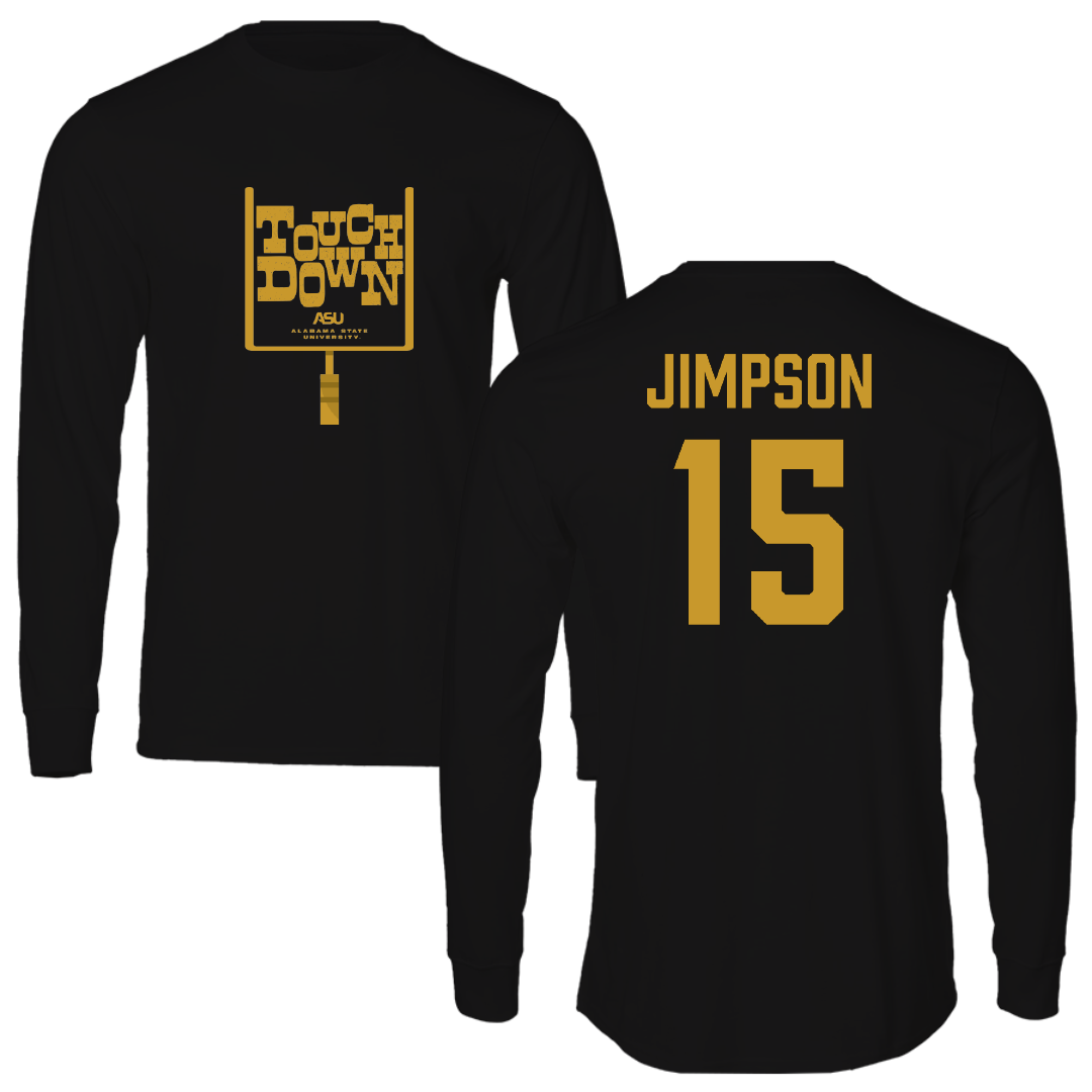 Alabama State University Football Black Touchdown Performance Long Sleeve - #15 Zuriel Jimpson