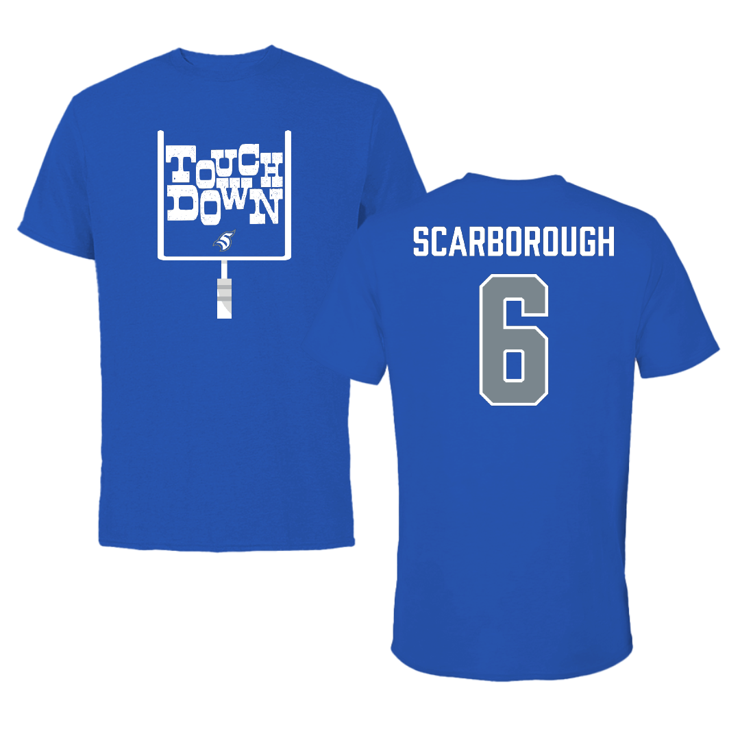Thomas More University Football Blue Touchdown Tee - #6 Jaeden Scarborough