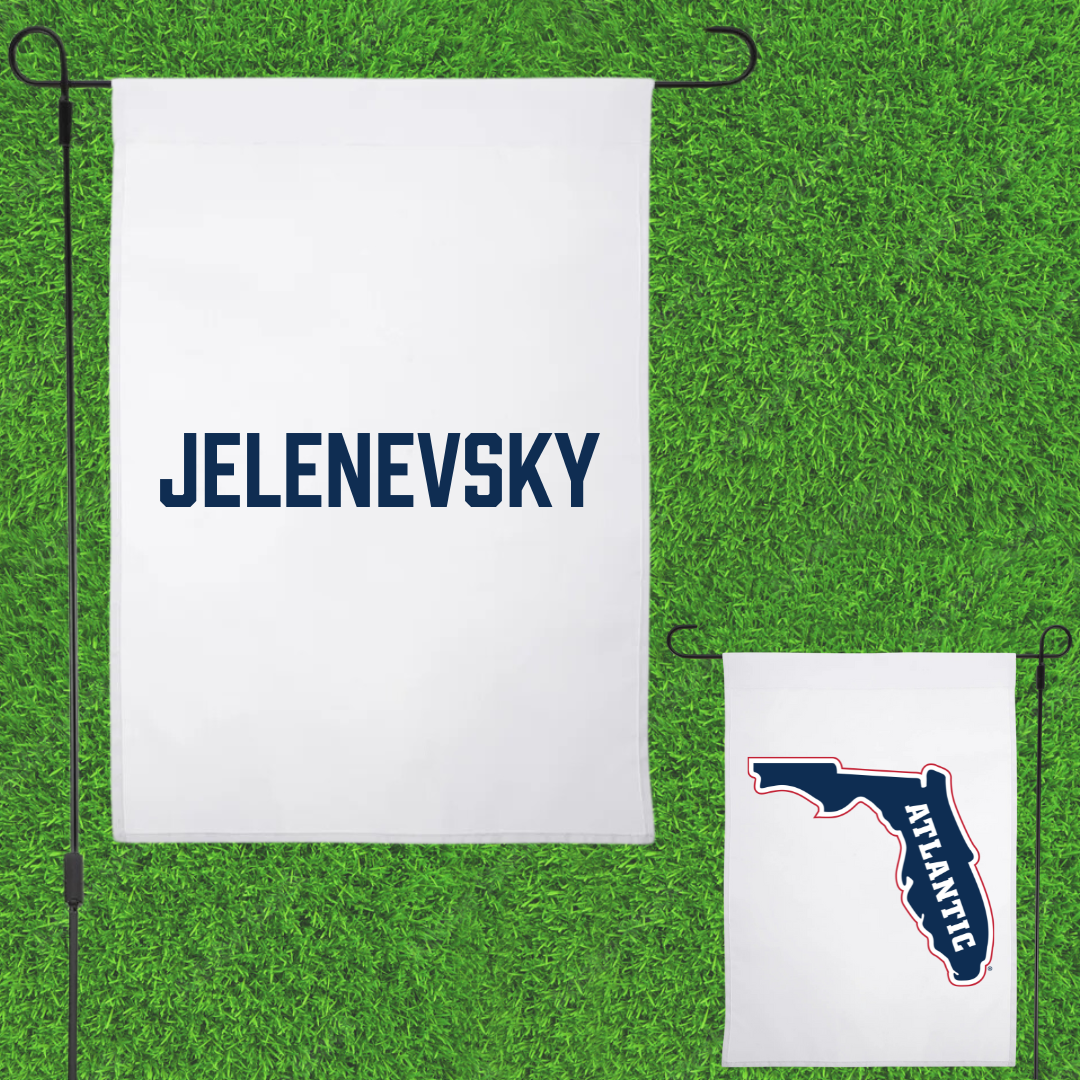 Florida Atlantic University Cheer White Garden Flag - Jake Jelenevsky