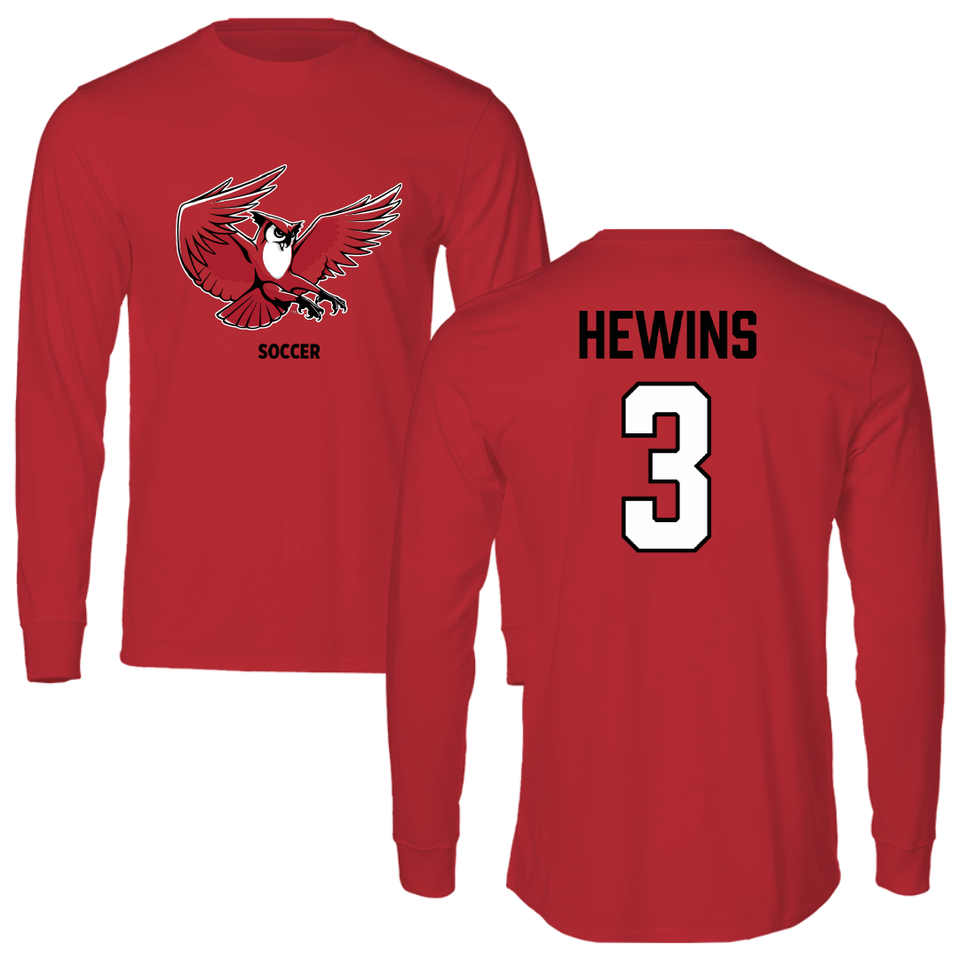 Keene State College Soccer (M) Red Performance Long Sleeve - #3 Liam Hewins