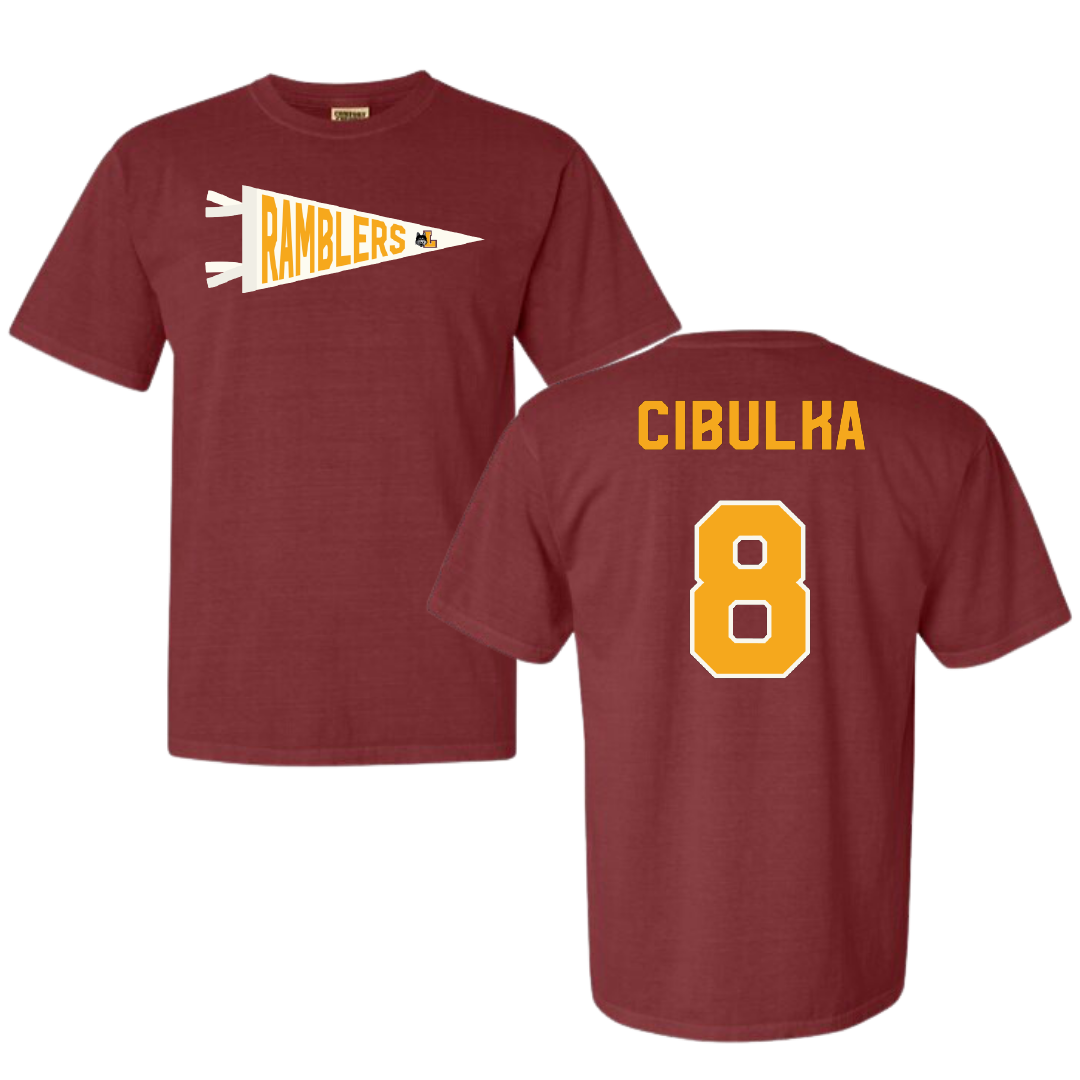 Loyola University-Chicago Soccer Maroon Pennant Comfort Colors Tee - #8 Jaimee Cibulka