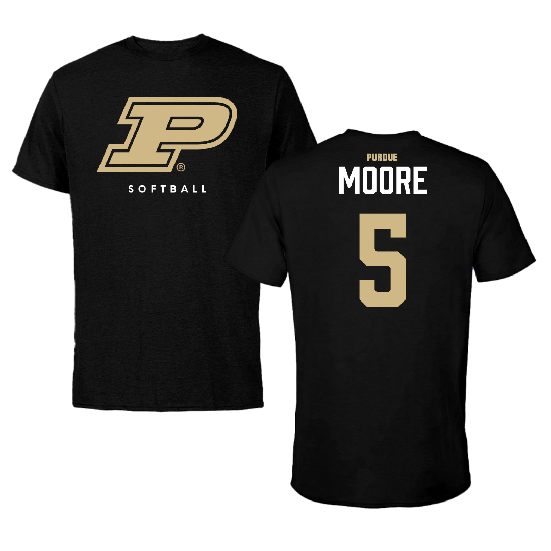 Purdue University Softball Black Performance Tee - #5 Anna Moore
