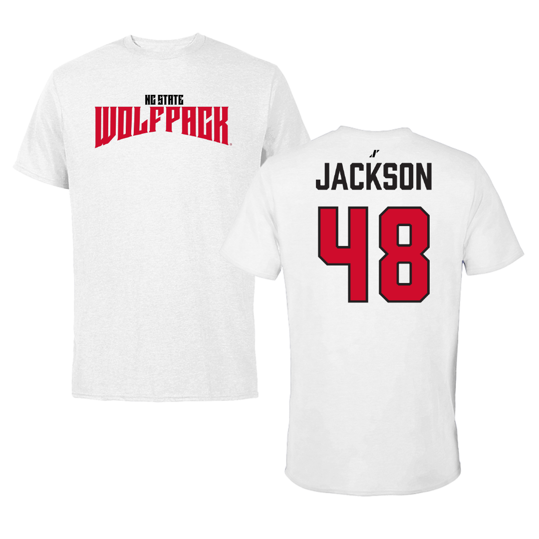 North Carolina State University Football White Classic Tee - #48 Hunter Jackson