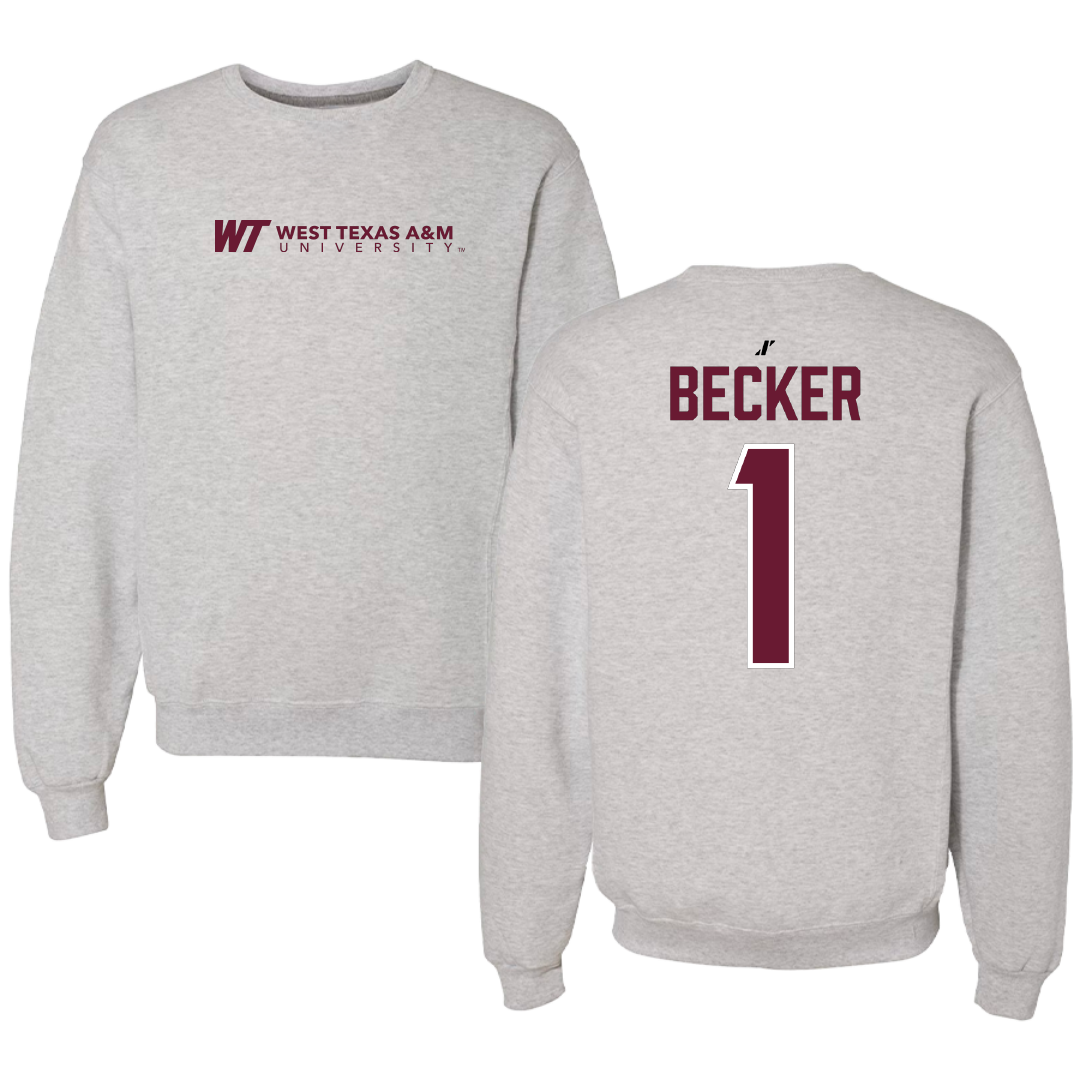 West Texas A&M University Volleyball Light Gray Crewneck - #1 Emma Becker