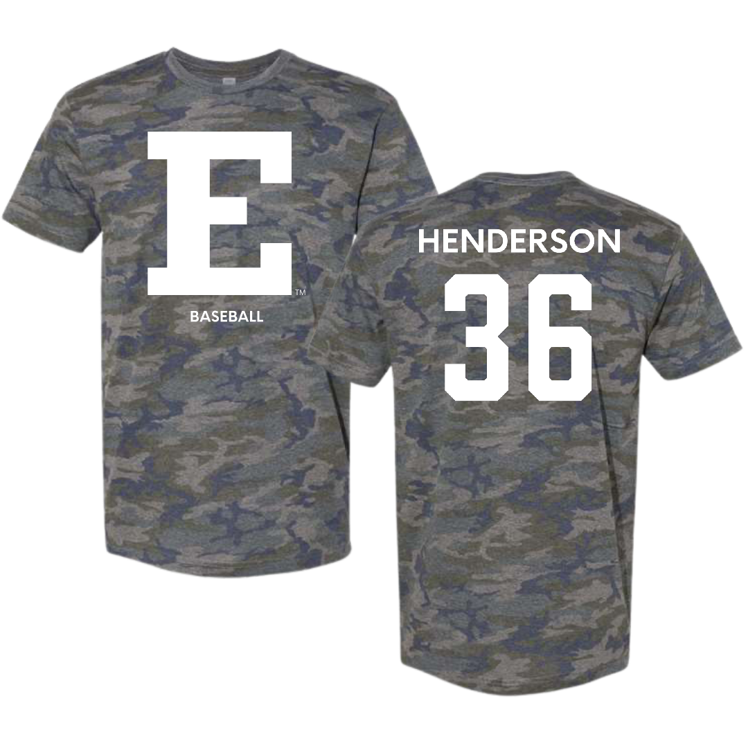 Eastern Michigan University Baseball Vintage Camo Tee - #36 Eli Henderson