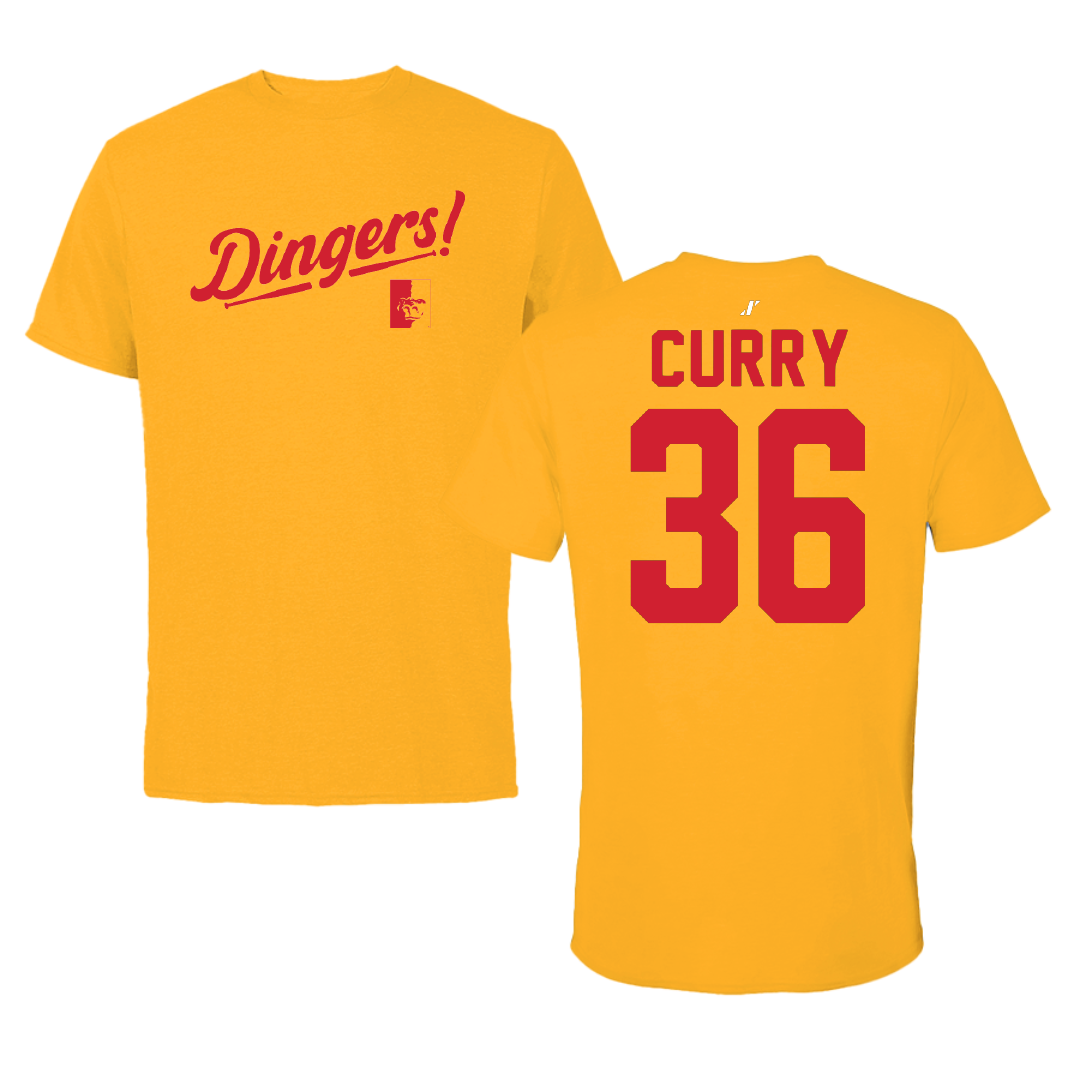 Pittsburg State University Baseball Gold Dingers Performance Tee - #36 Ryker Curry