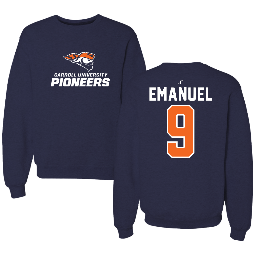 Carroll University Football Navy Crewneck - #9 Drake Emanuel
