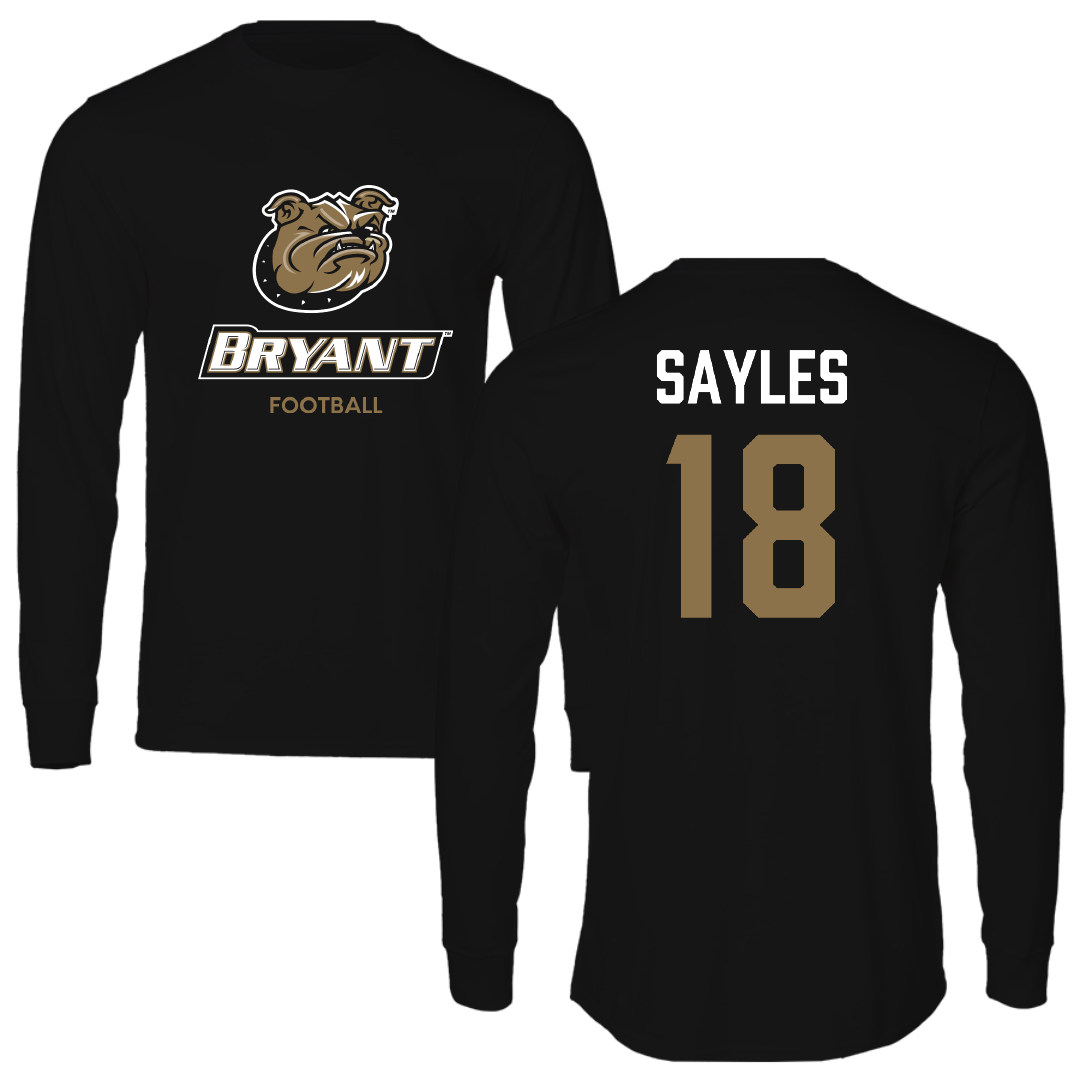 Bryant University Football Black Performance Long Sleeve - #18 Braden Sayles